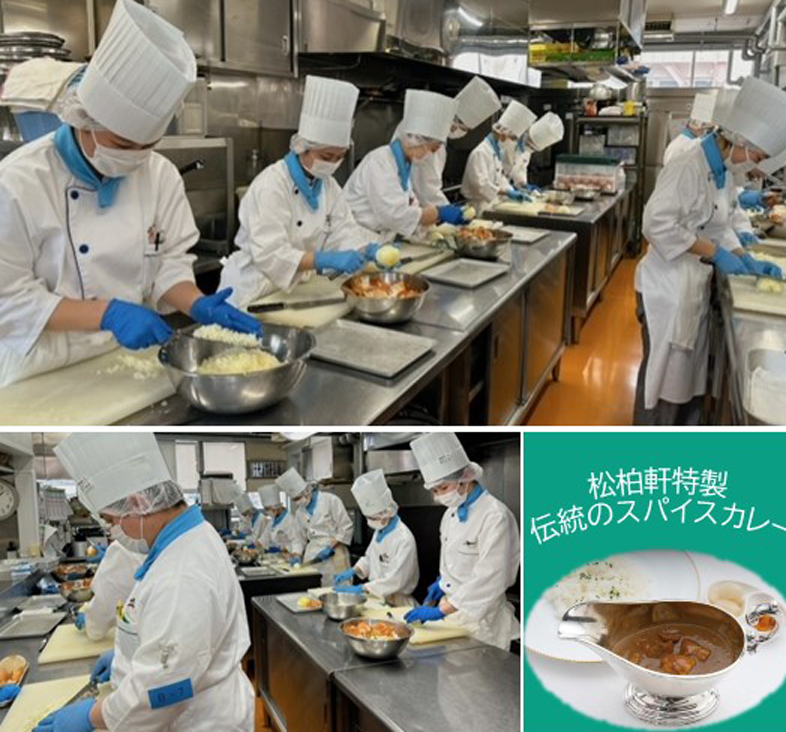 ▲松柏軒特製カレー用の野菜のみじん切り作業